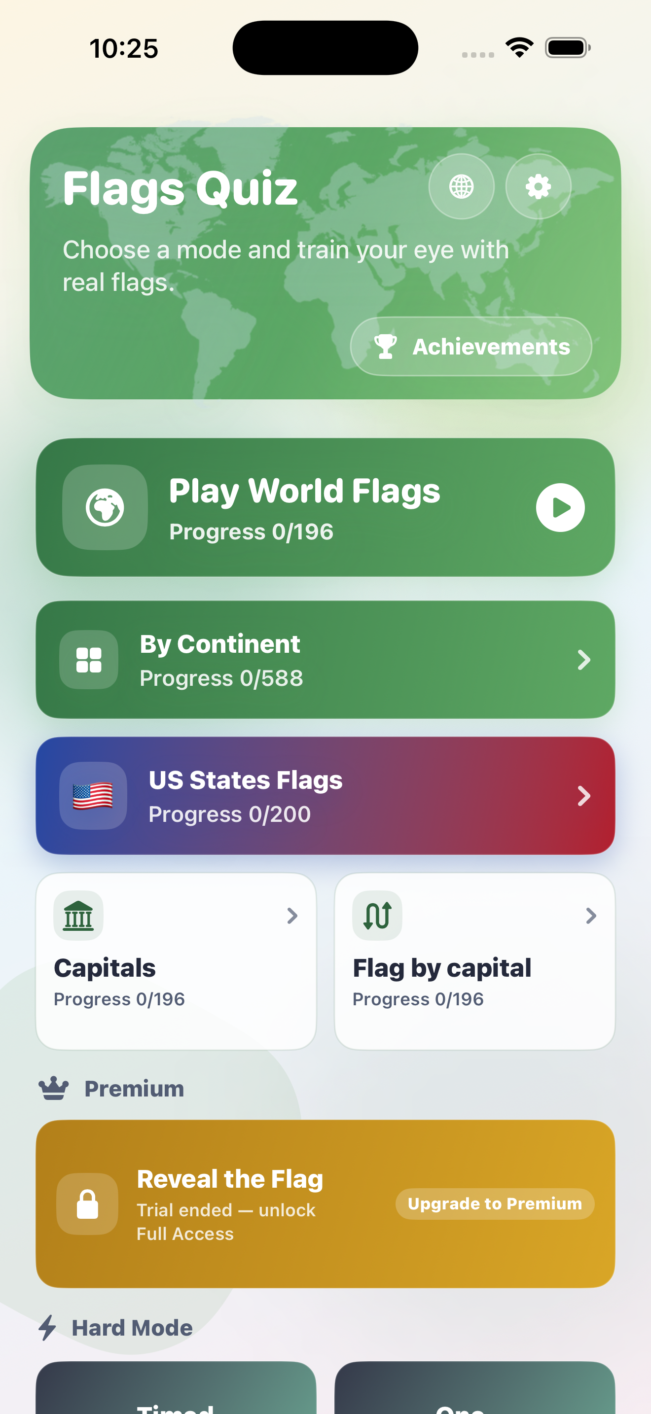 Flags Quiz home screen