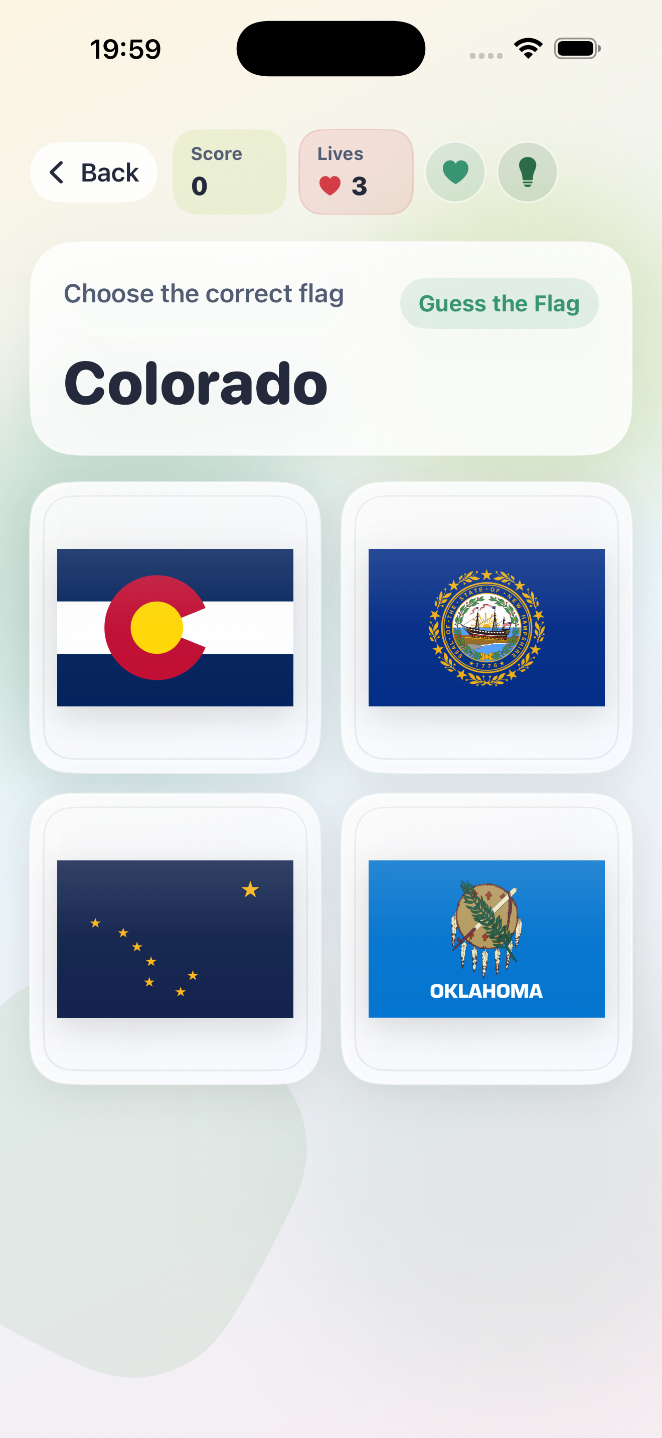 Flags Quiz result screen