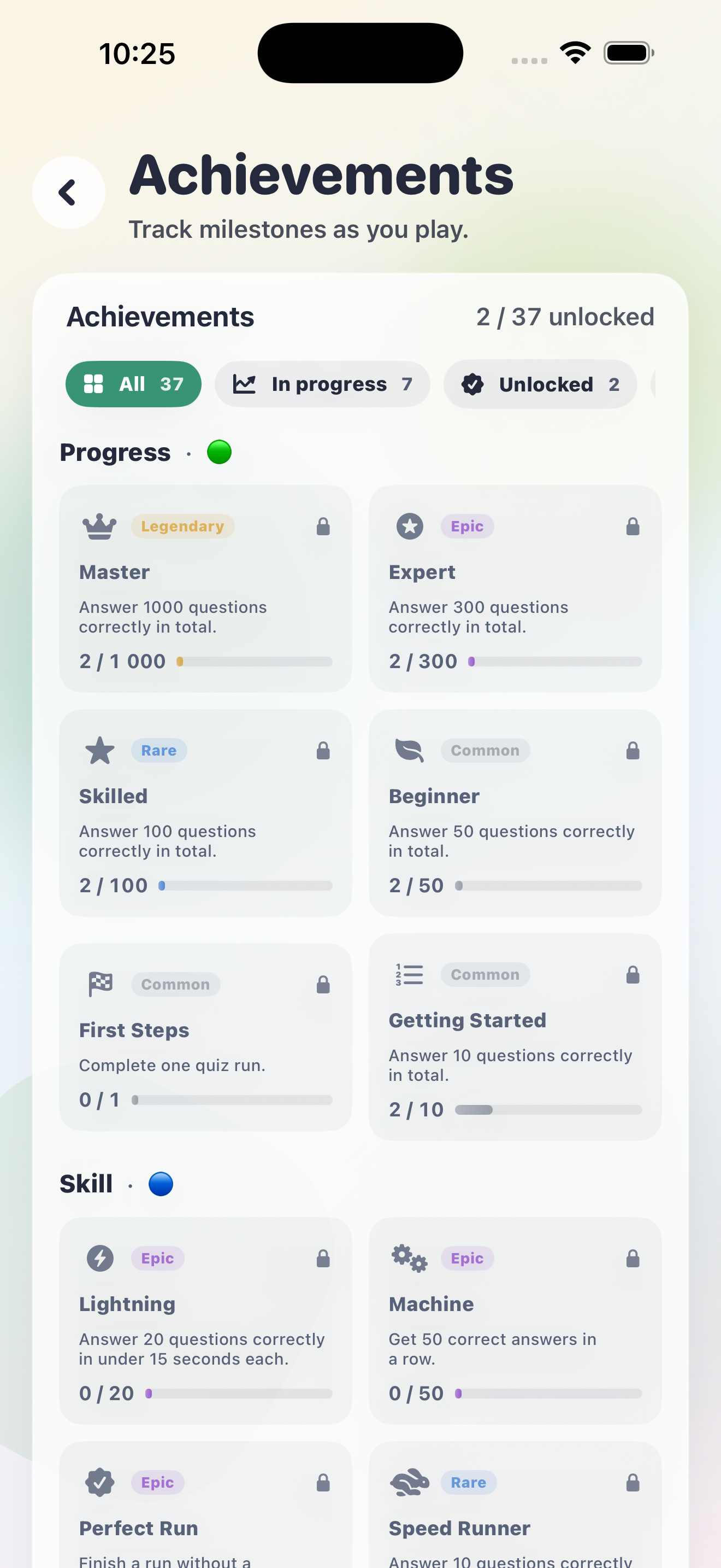 Flags Quiz settings screen
